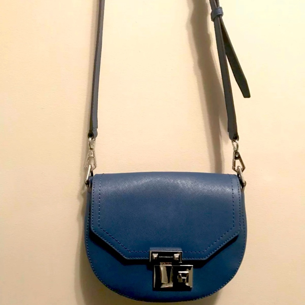 Rebecca Minkoff Blue Saffiano Leather Paris Saddle Crossbody Bag